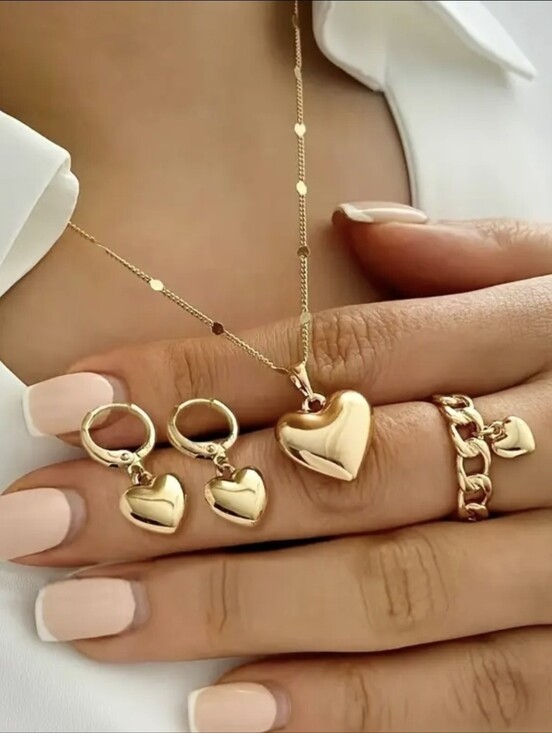 Jewelry - 4pc set -Heart Necklace,Earring,Ring Set